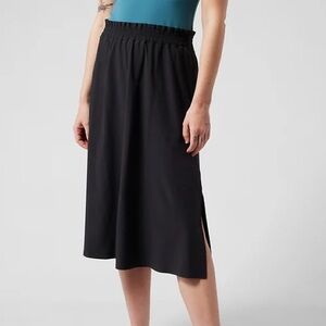 NWT - Athleta Savannah Black Midi Elasticized Waist Skirt Size Large